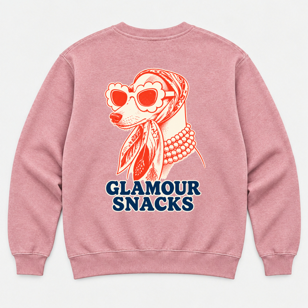 Glamour Snacks Fashion Dog — Washed apparel mockup 8