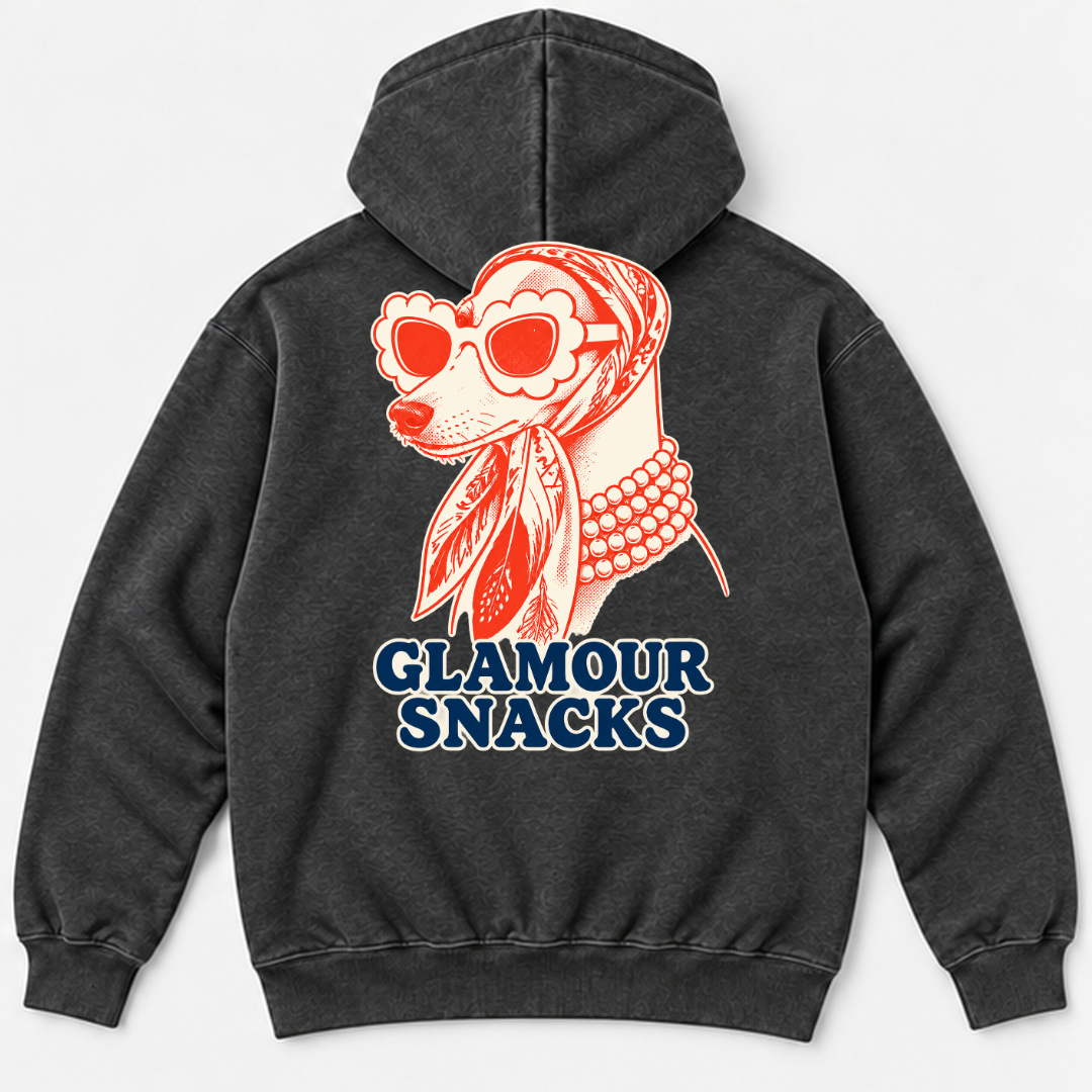 Glamour Snacks Fashion Dog — Washed apparel mockup 9