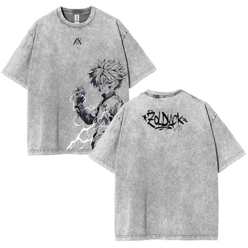 Kilua Hunter X Hunter Anime Double Printed Vintage – Washed Tee Cotton Menswear Top  | SEP 63