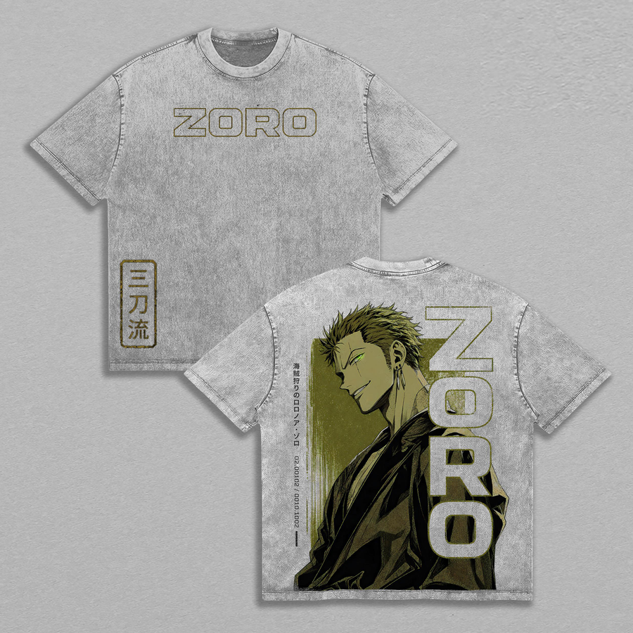 Roronoa Zoro One Piece  Wano Arc Three Sword Style Anime Heavyweight T-Shirt