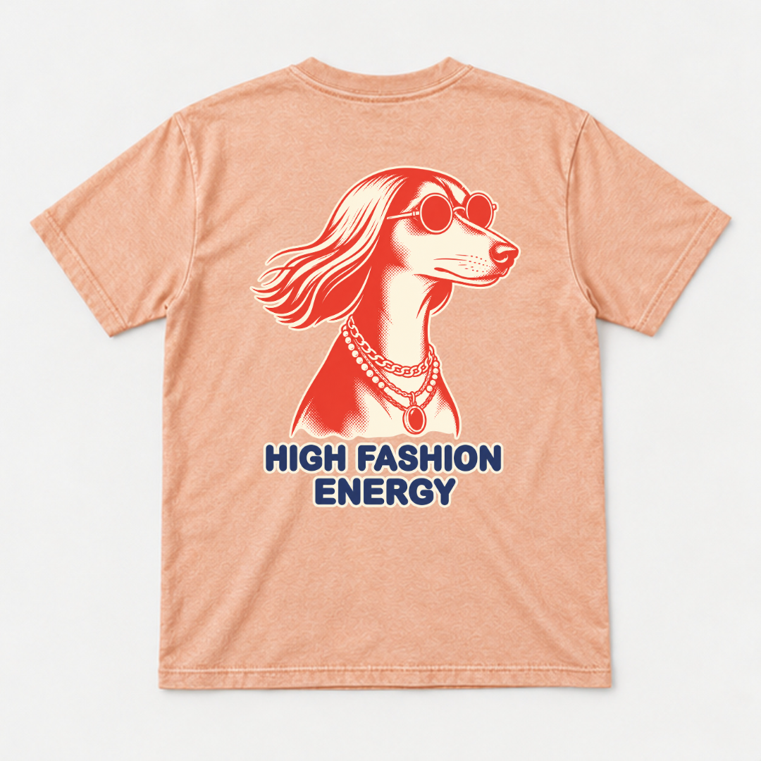 High Fashion Energy Dog — Washed apparel mockup 2