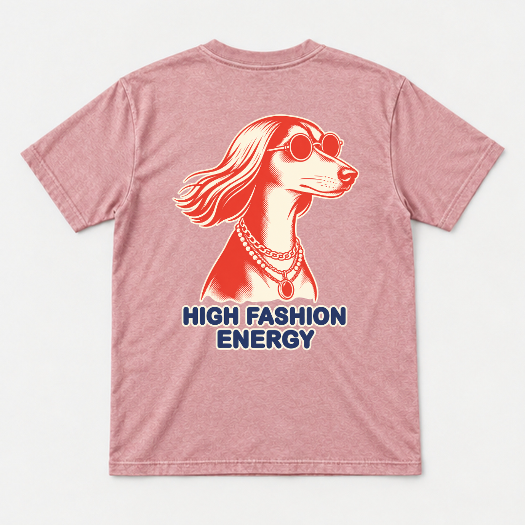 High Fashion Energy Dog — Washed apparel mockup 4