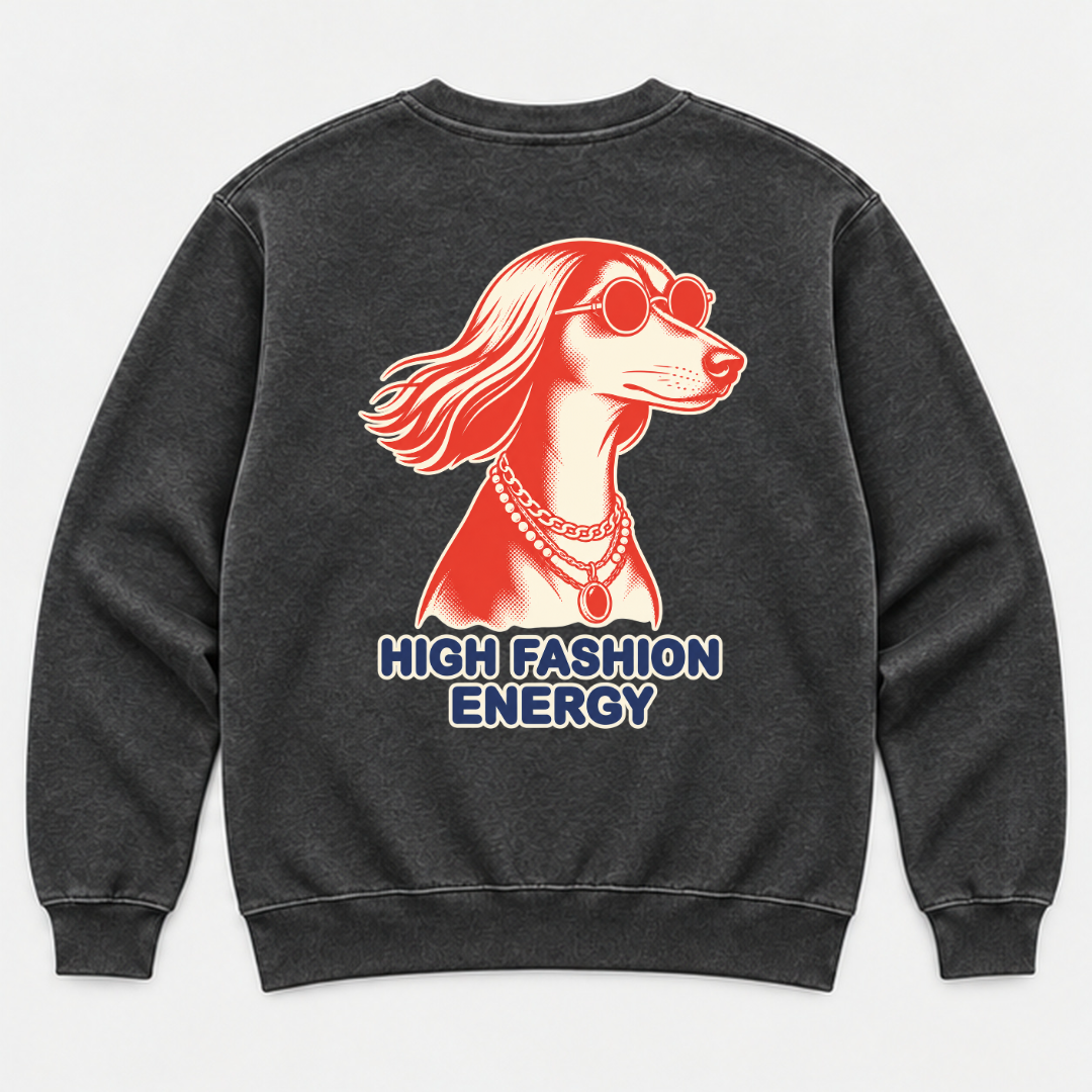 High Fashion Energy Dog — Washed apparel mockup 5