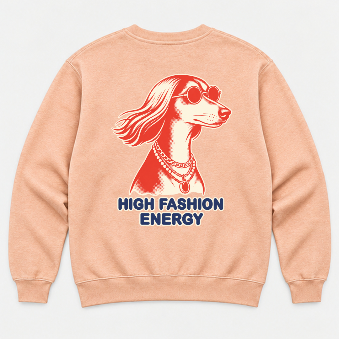High Fashion Energy Dog — Washed apparel mockup 6