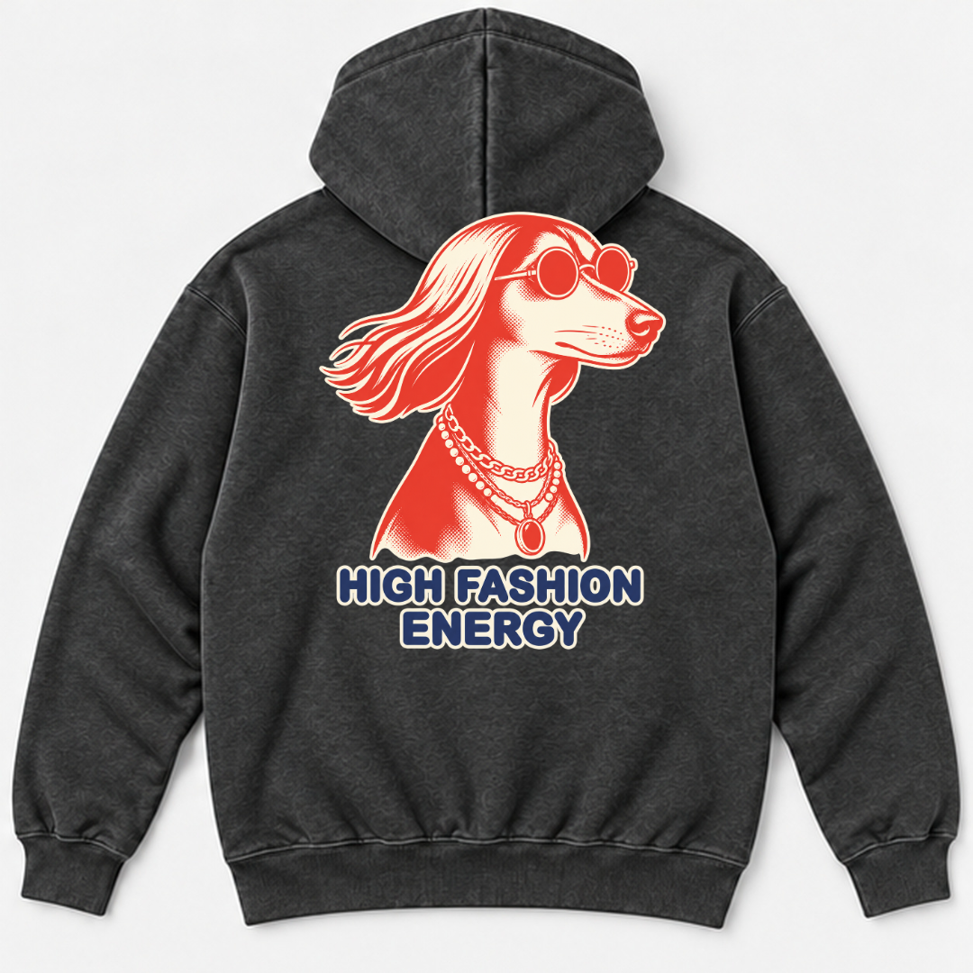High Fashion Energy Dog — Washed apparel mockup 9