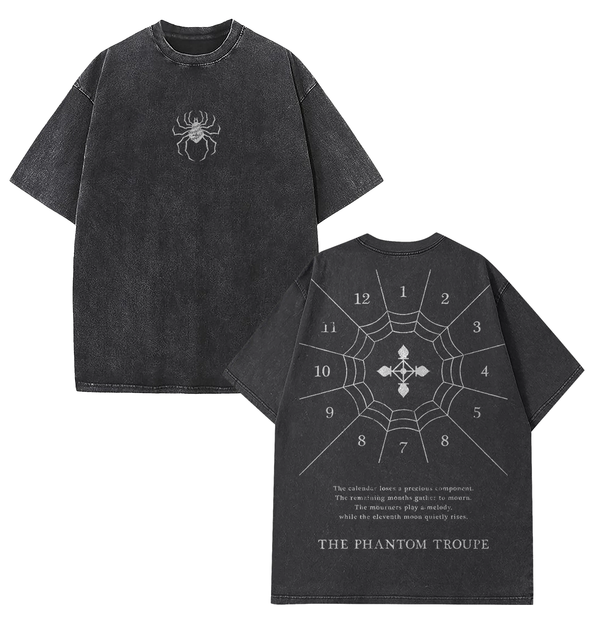 Retro Heavy Limited The Phantom Troupe Hunter X Hunter Anime Double Printed Vintage Oversize Anime Manga Washed  Cotton T-shirt subtle clothing