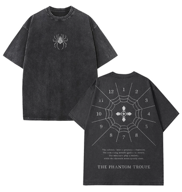 Retro Heavy Limited The Phantom Troupe Hunter X Hunter Anime Double Printed Vintage Oversize Anime Manga Washed  Cotton T-shirt subtle clothing