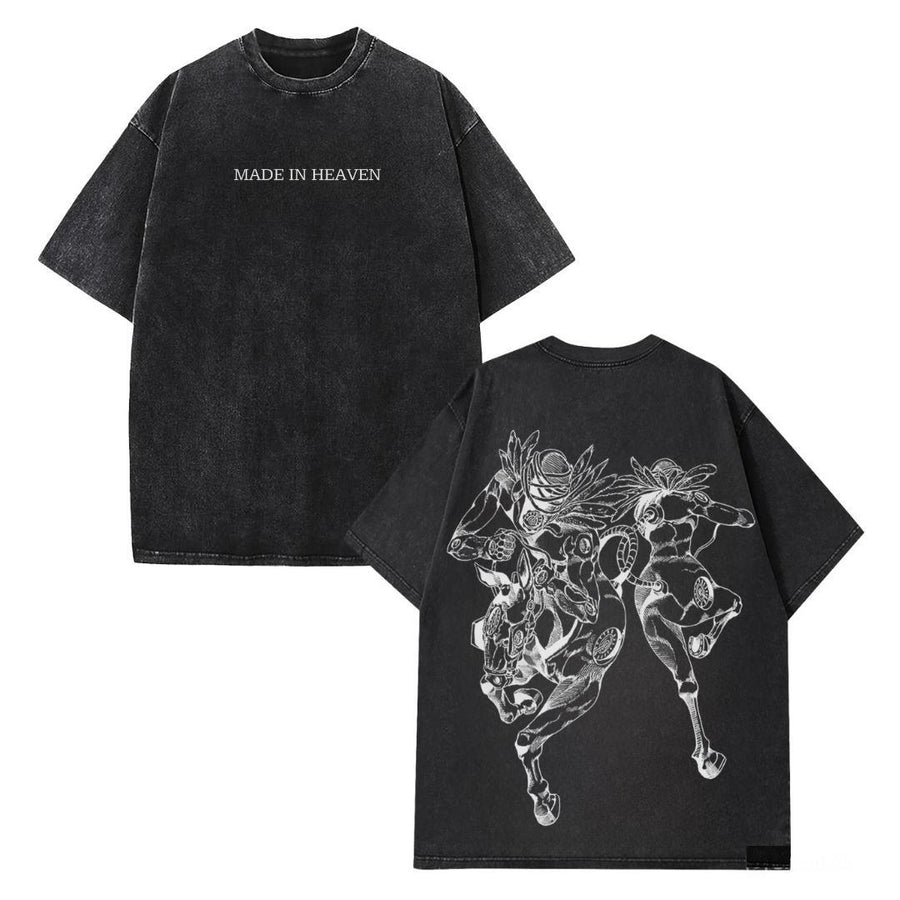 JoJo's Bizarre Adventure Made in Heaven Graphic Tee Final Stand Power Shirt Retro Anime