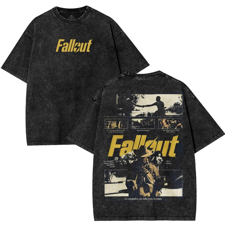 FALLOUT Double Printed Unisex Washed Cotton men T-Shirt [TPR]