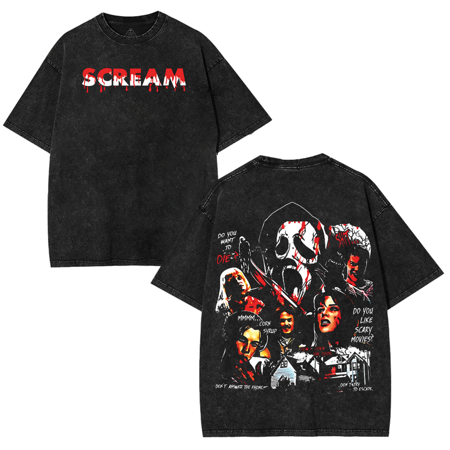 Scream Horror Movie – Washed Tee Cotton Menswear Top  | SEP 19