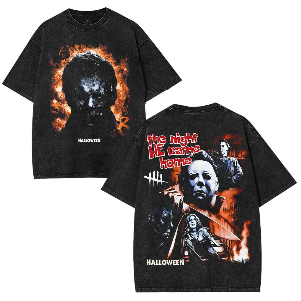 Michael Myers Halloween Horror – Washed Tee Cotton Menswear Top  | SEP 21