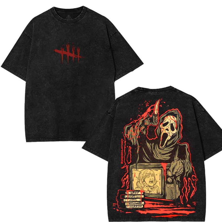 Halloween Scary Cartoon Character – Washed Tee Cotton Menswear Top  | SEP 8
