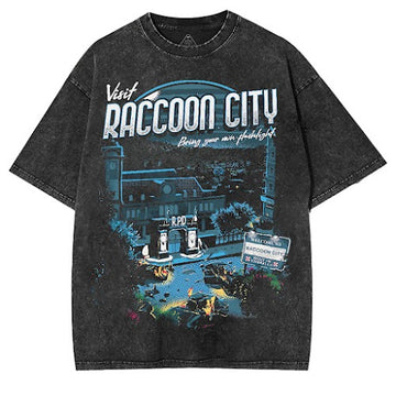 Vintage Visit Raccoon City Double Printed Unisex Lightweight Cotton T-Shirt [TPR]