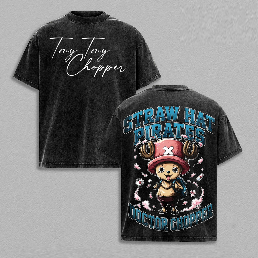 One Piece Tony Tony Chopper Graphic Tee Vintage Washed Unisex Anime Streetwear T-Shirt