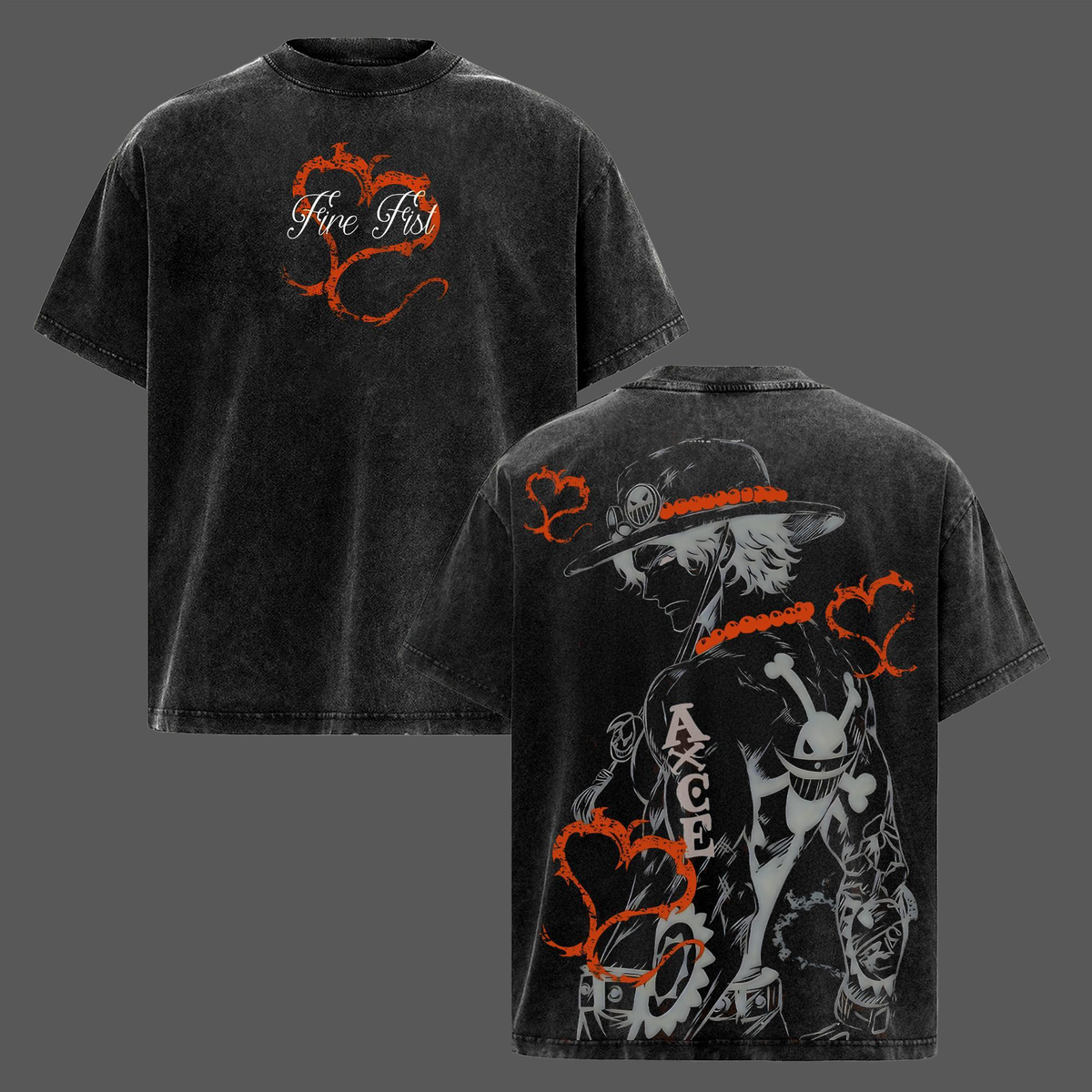 One Piece x ACE Fan Art Vintage Oversized Unisex T-shirt