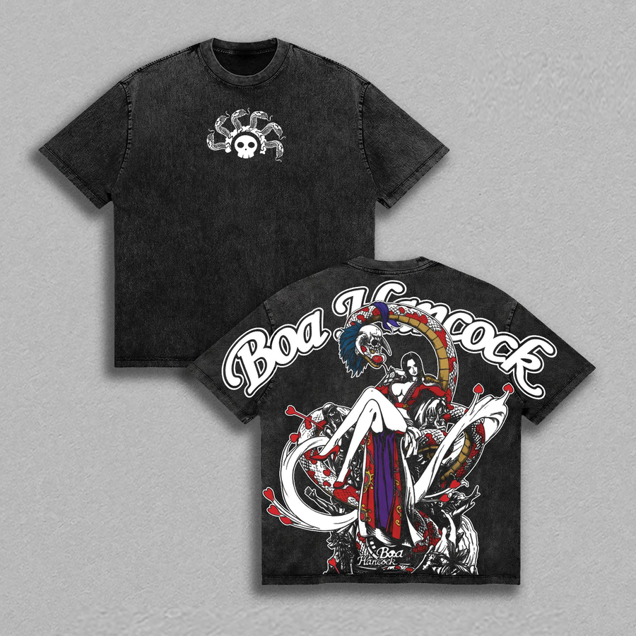 One Piece Boa Hancock Vintage Washed Tee Empress of the Sea Yonko Anime T-Shirt