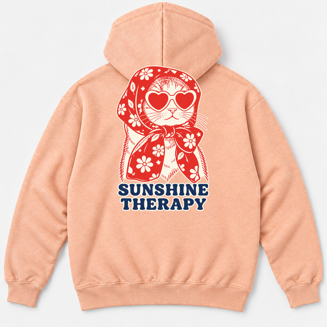 Sunshine Therapy Floral Cat — Washed apparel mockup 10