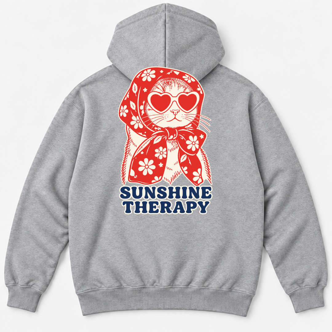 Sunshine Therapy Floral Cat — Washed apparel mockup 11