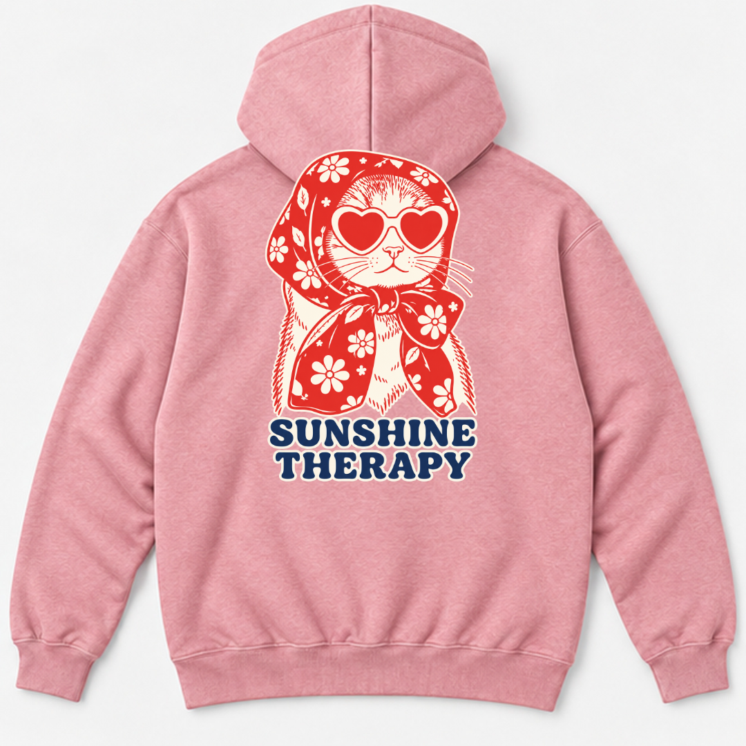 Sunshine Therapy Floral Cat — Washed apparel mockup 12