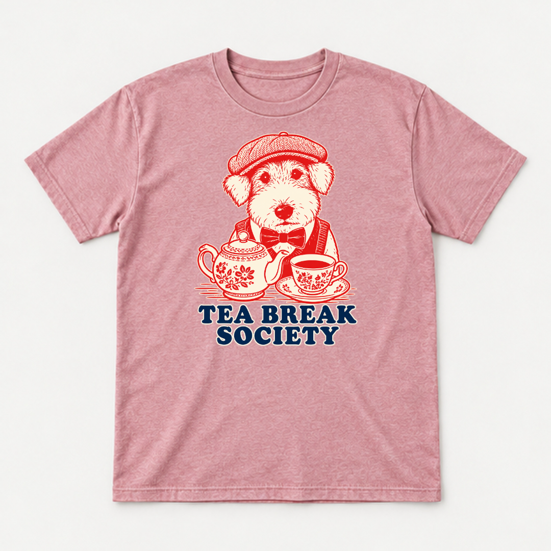 Tea Break Society Dog — Washed apparel mockup 11