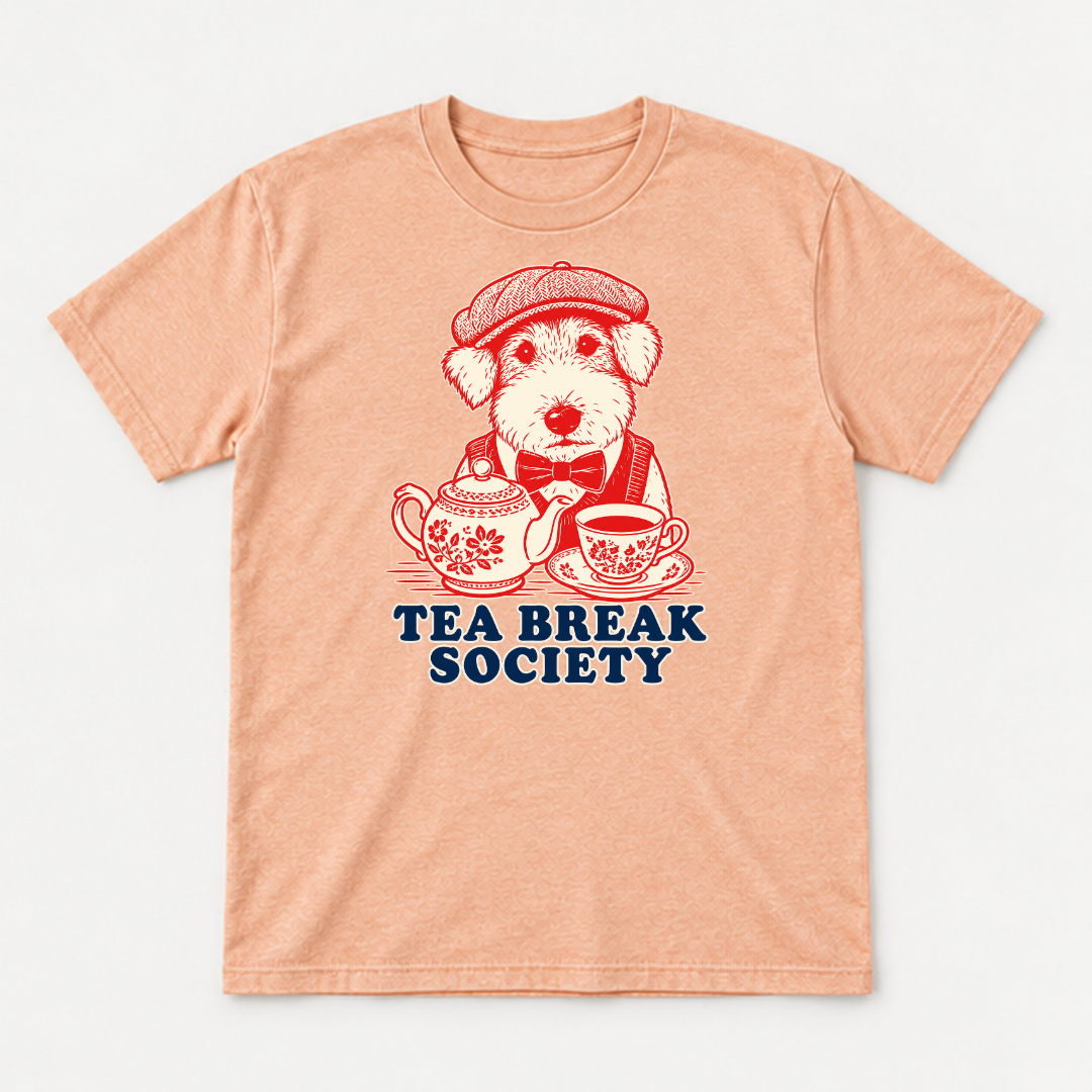 Tea Break Society Dog — Washed apparel mockup 12