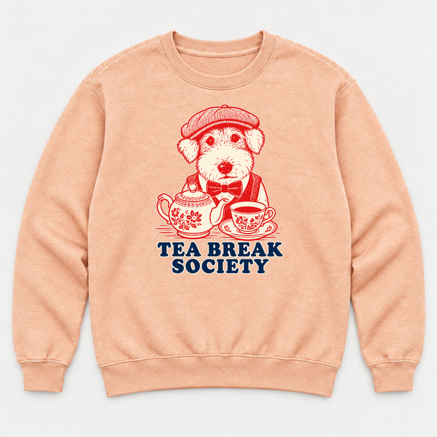 Tea Break Society Dog Graphic Washed T-Shirt & Sweatshirt