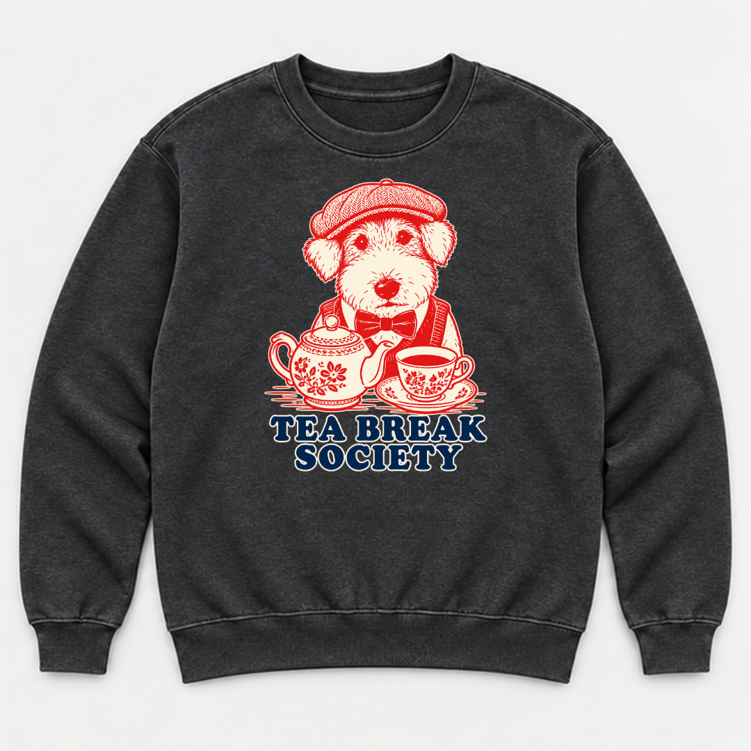 Tea Break Society Dog — Washed apparel mockup 2