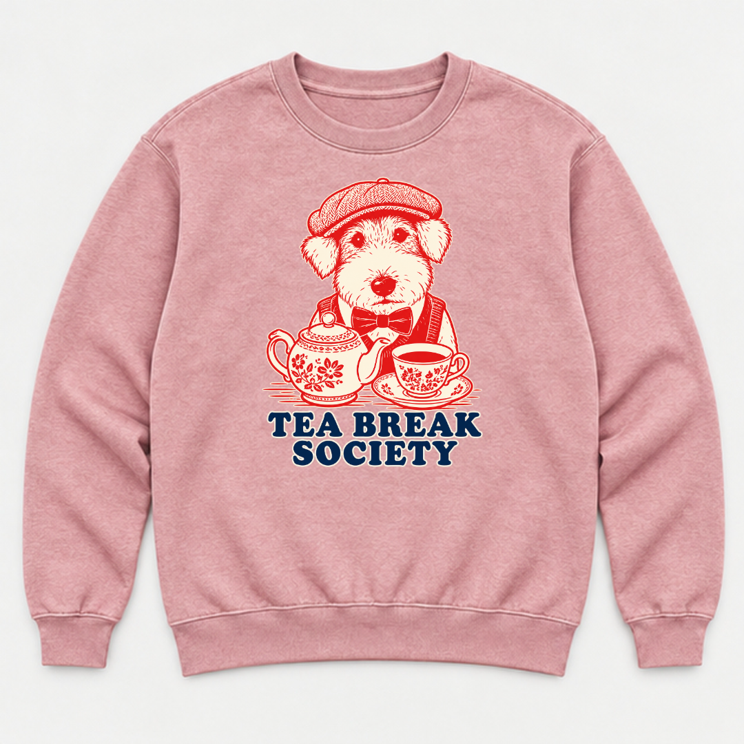 Tea Break Society Dog — Washed apparel mockup 4