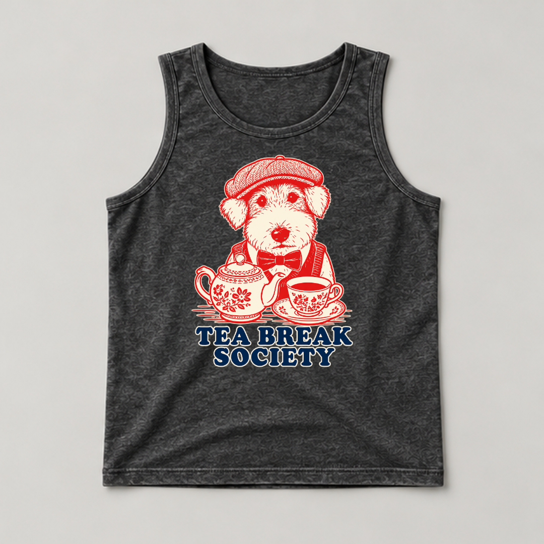 Tea Break Society Dog — Washed apparel mockup 6