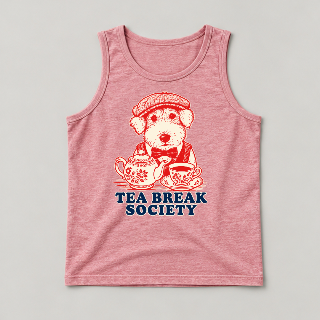 Tea Break Society Dog — Washed apparel mockup 8