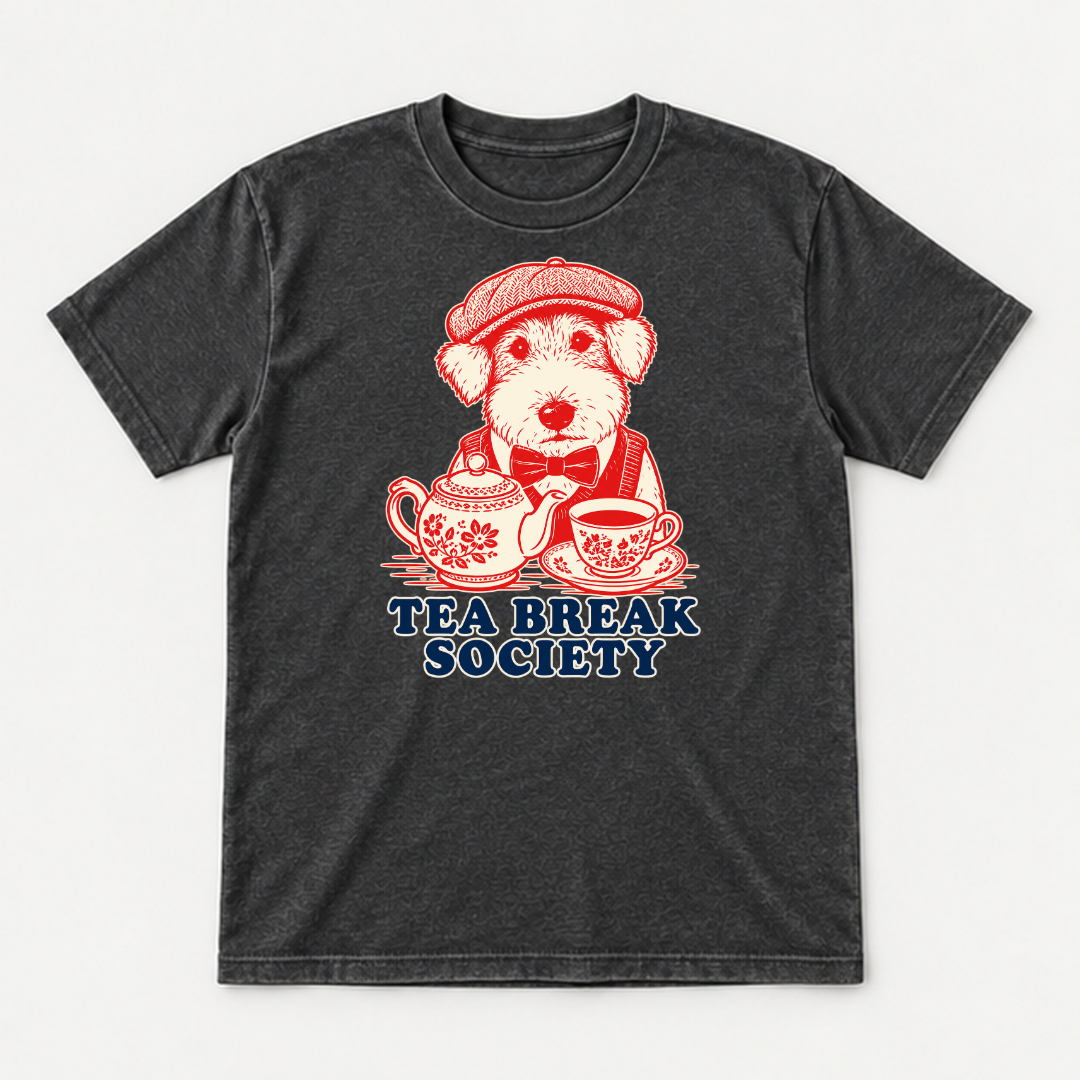 Tea Break Society Dog — Washed apparel mockup 9