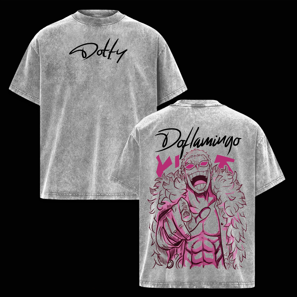 One Piece Doflamingo Vintage Washed Oversized T-Shirt