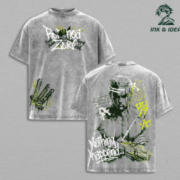 OnePiece Roronoa Zoro “Nothing Happened” Vintage Pirate Hunter Graphic Shirt King of Hell Streetwear T-Shirt