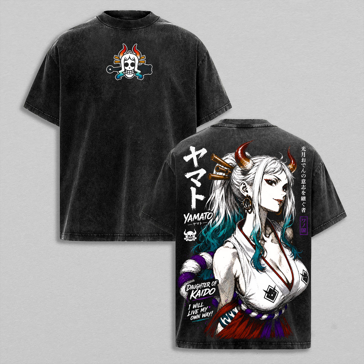 One Piece Yamato Daughter of Kaido Vintage Washed T-Shirt Anime Graphic Tee
