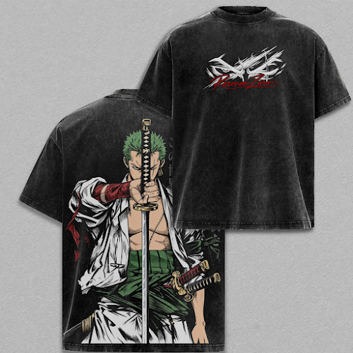 Roronoa Zoro Vintage Washed Oversized Three Sword Style Anime Graphic T-Shirt