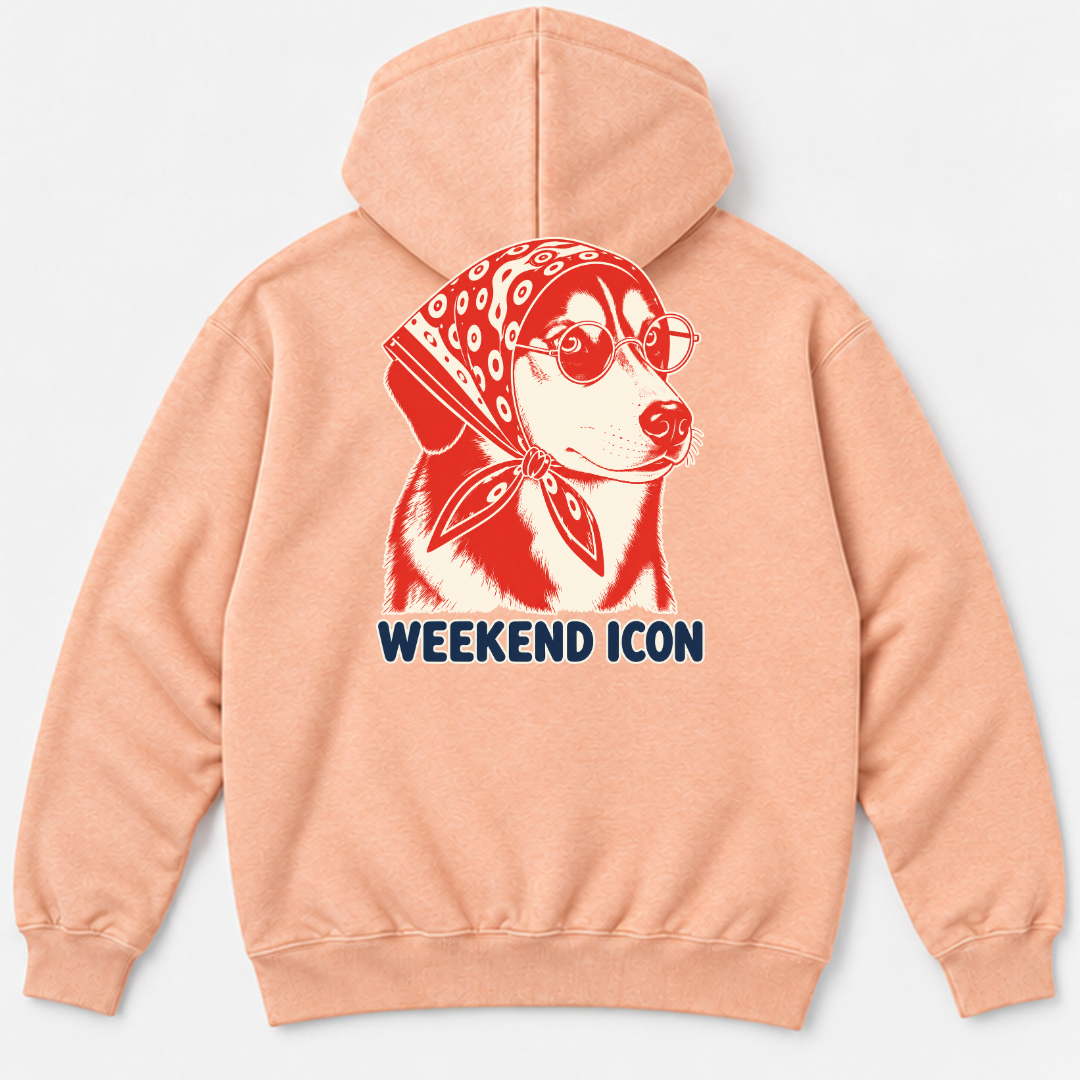 Weekend Icon Bandana Dog — Washed apparel mockup 10