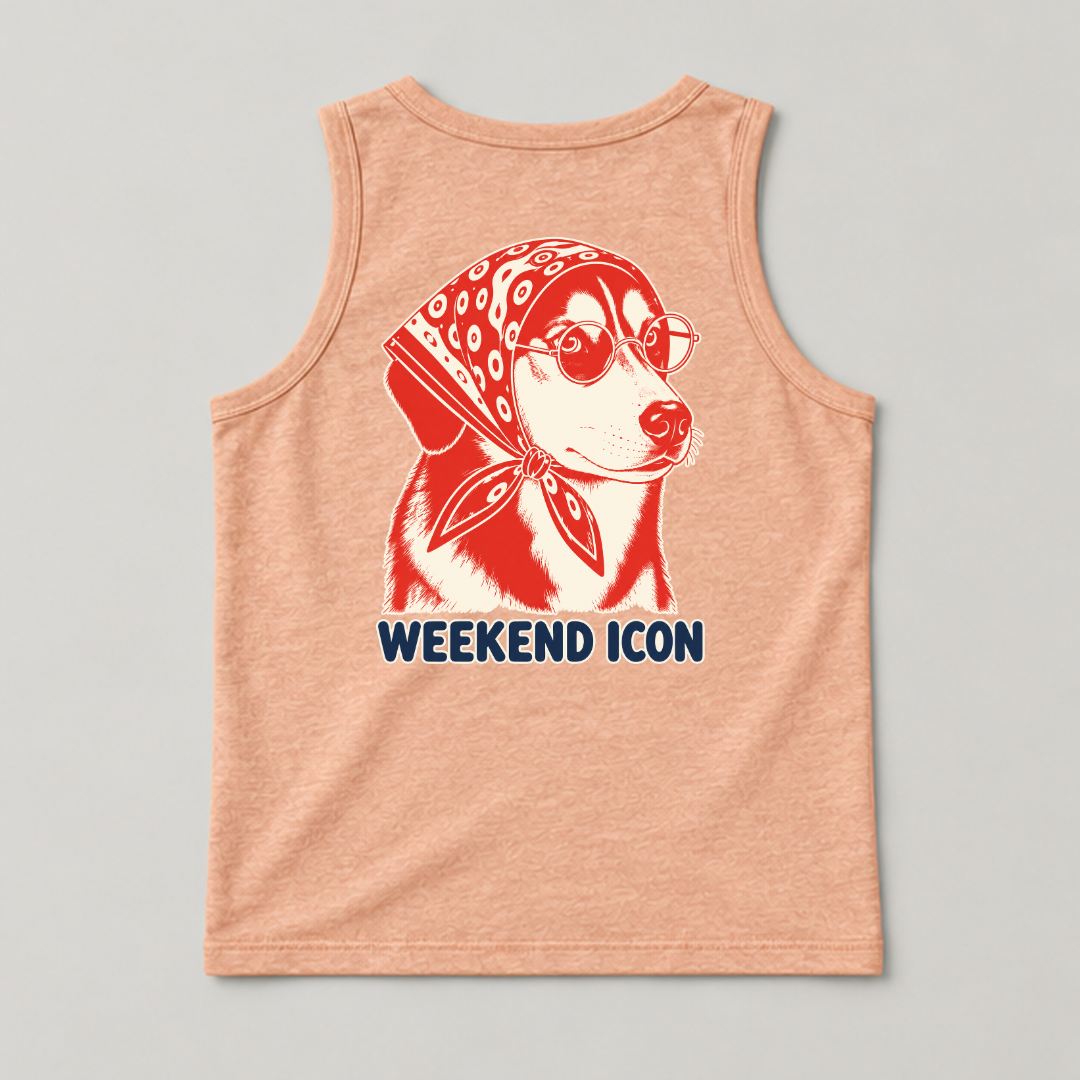 Weekend Icon Bandana Dog — Washed apparel mockup 14