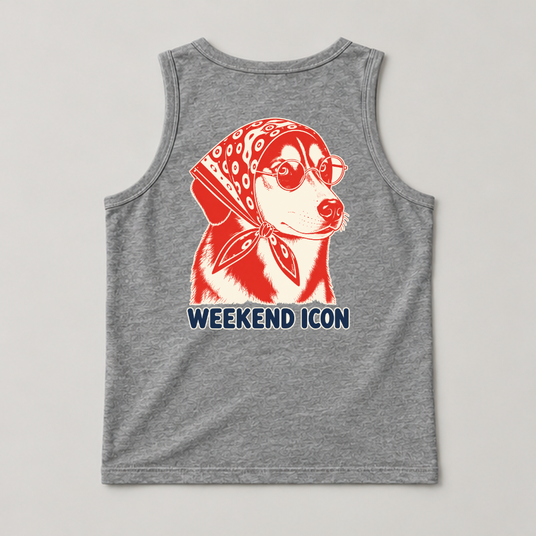 Weekend Icon Bandana Dog — Washed apparel mockup 15