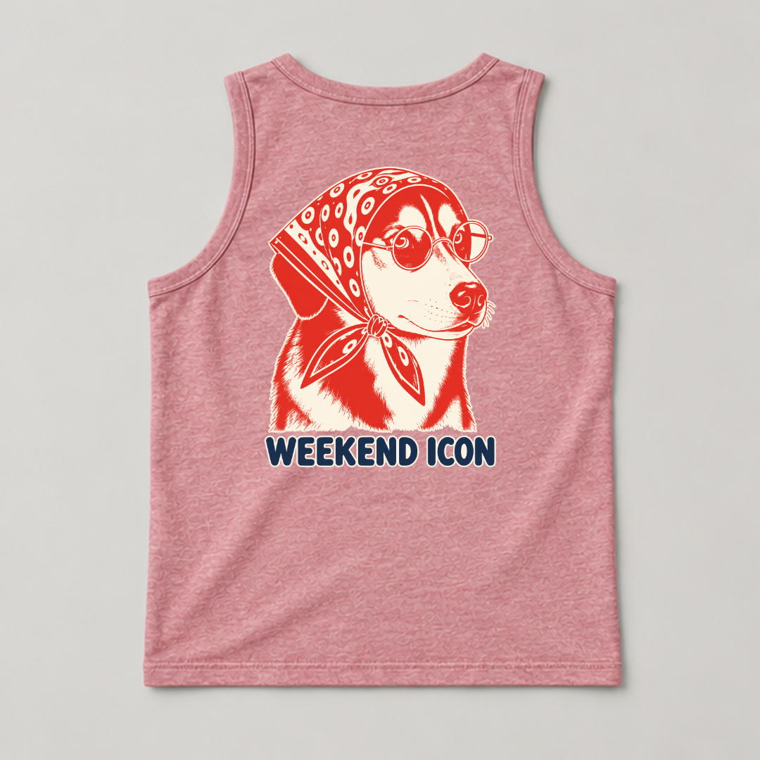 Weekend Icon Bandana Dog — Washed apparel mockup 16