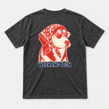 Weekend Icon Bandana Dog — Washed apparel mockup 1