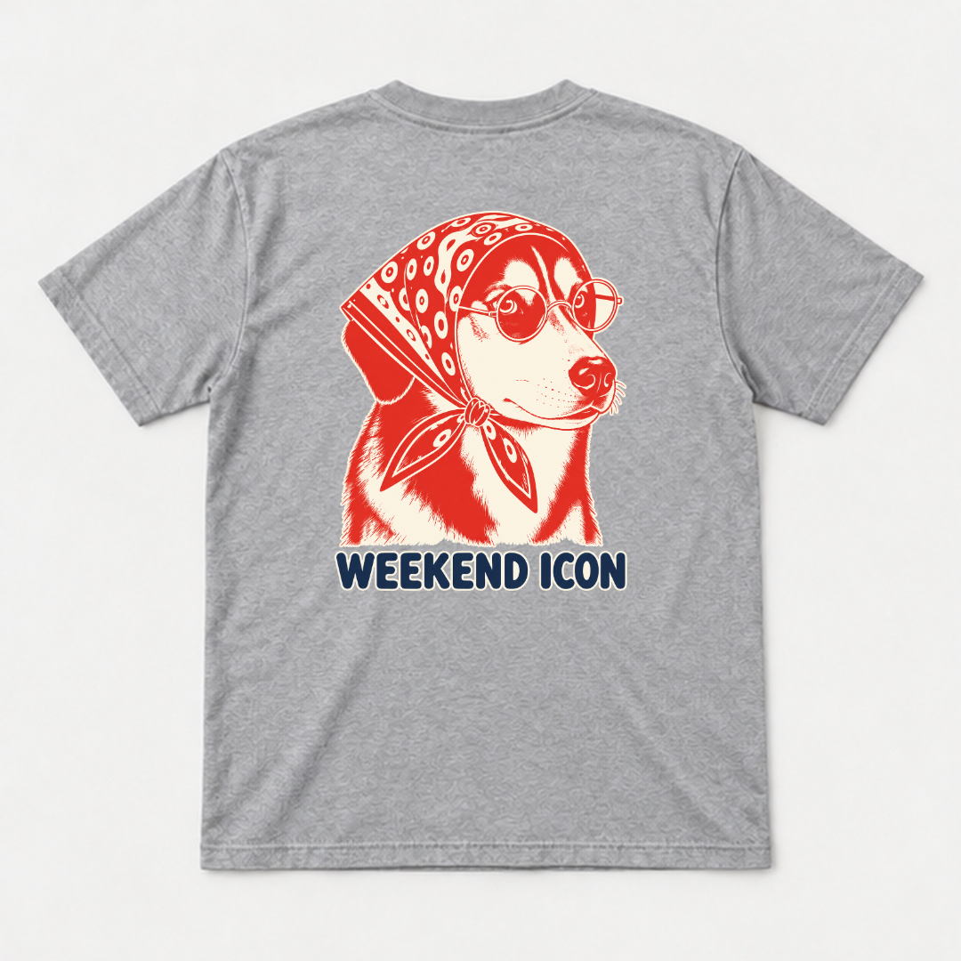 Weekend Icon Bandana Dog — Washed apparel mockup 3