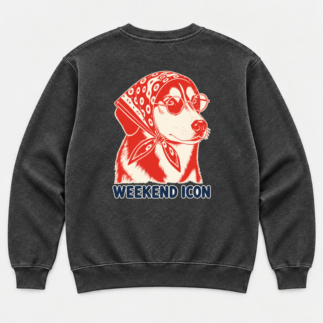 Weekend Icon Bandana Dog — Washed apparel mockup 5