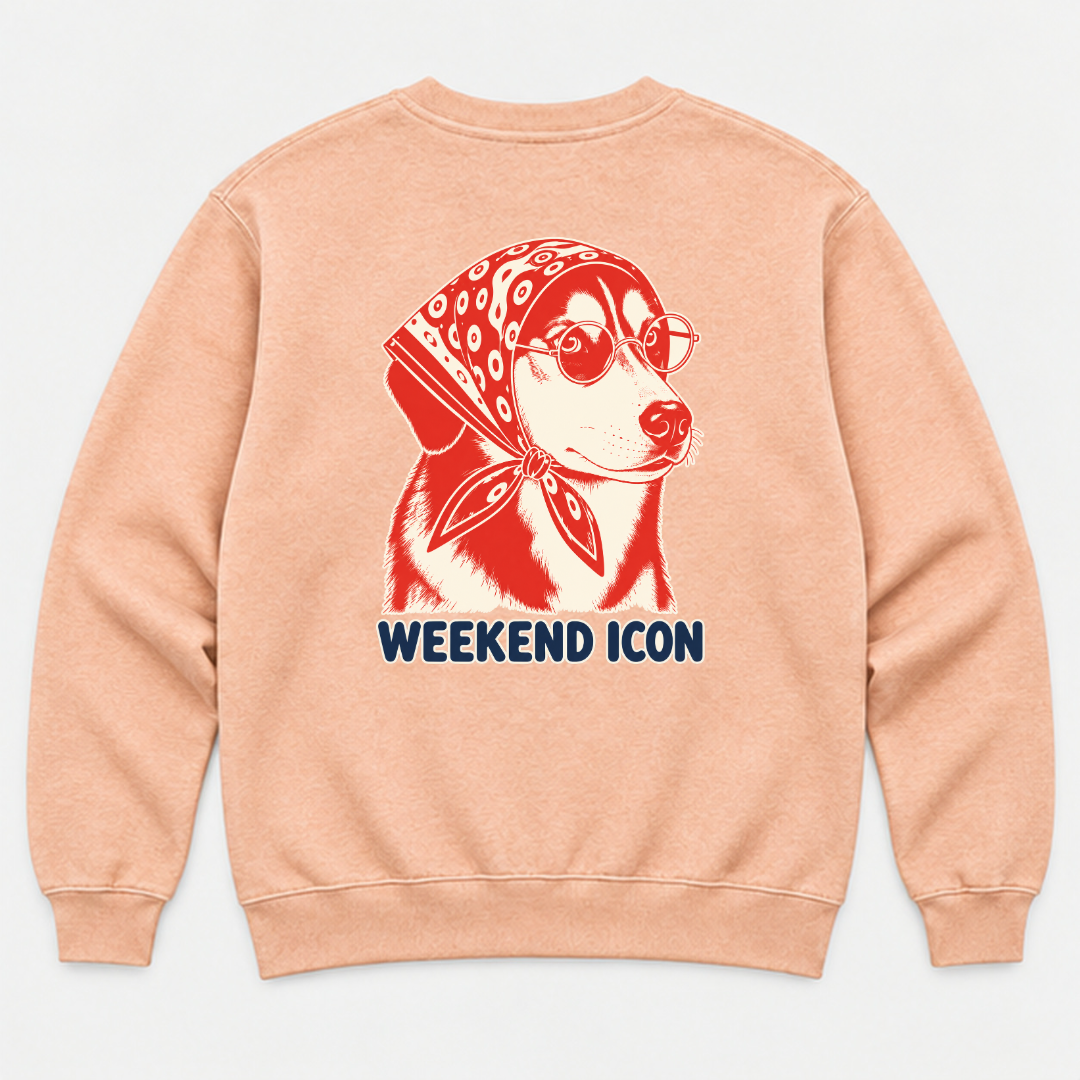 Weekend Icon Bandana Dog — Washed apparel mockup 6