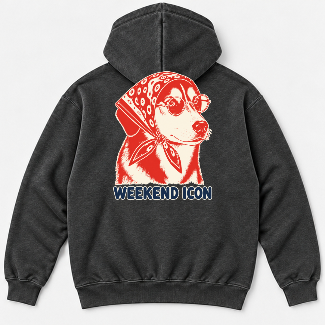 Weekend Icon Bandana Dog — Washed apparel mockup 9