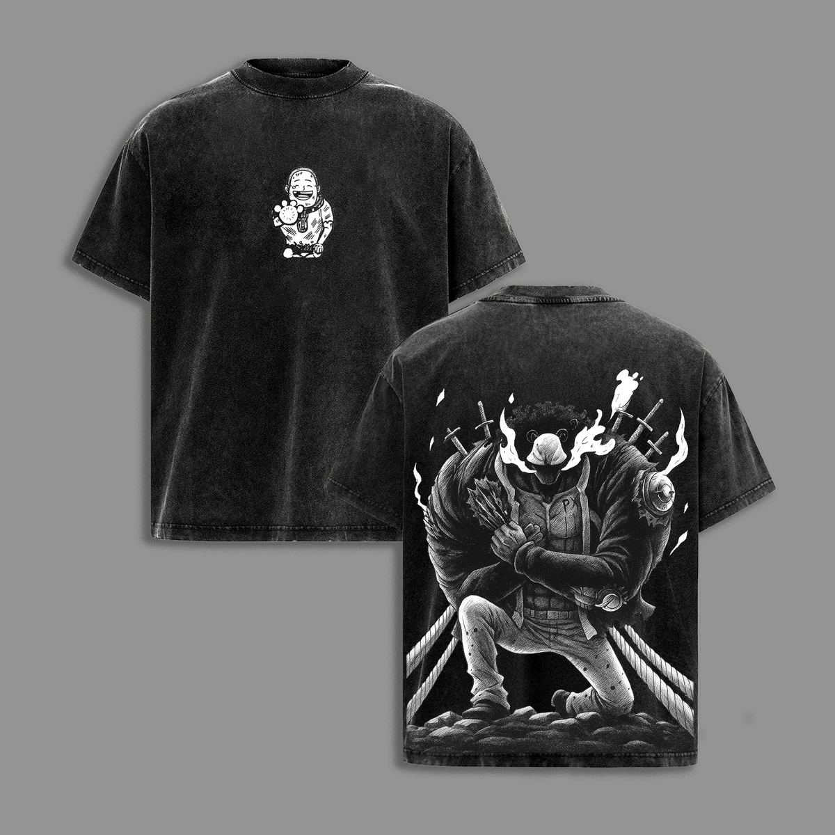 One Piece Bartholomew Kuma  – Retro Washed Oversized T-Shirt